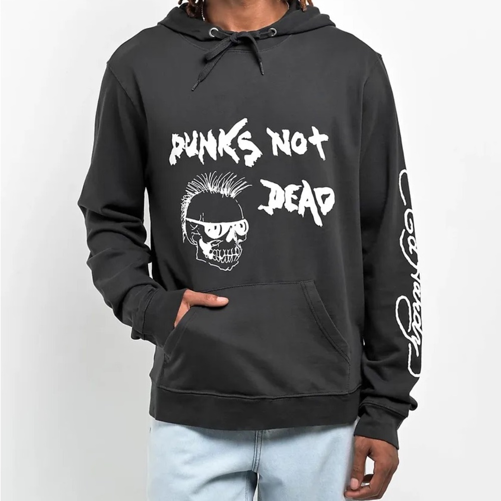 Ed Hardy Punks Not Dead Black Hoodie Size Medium